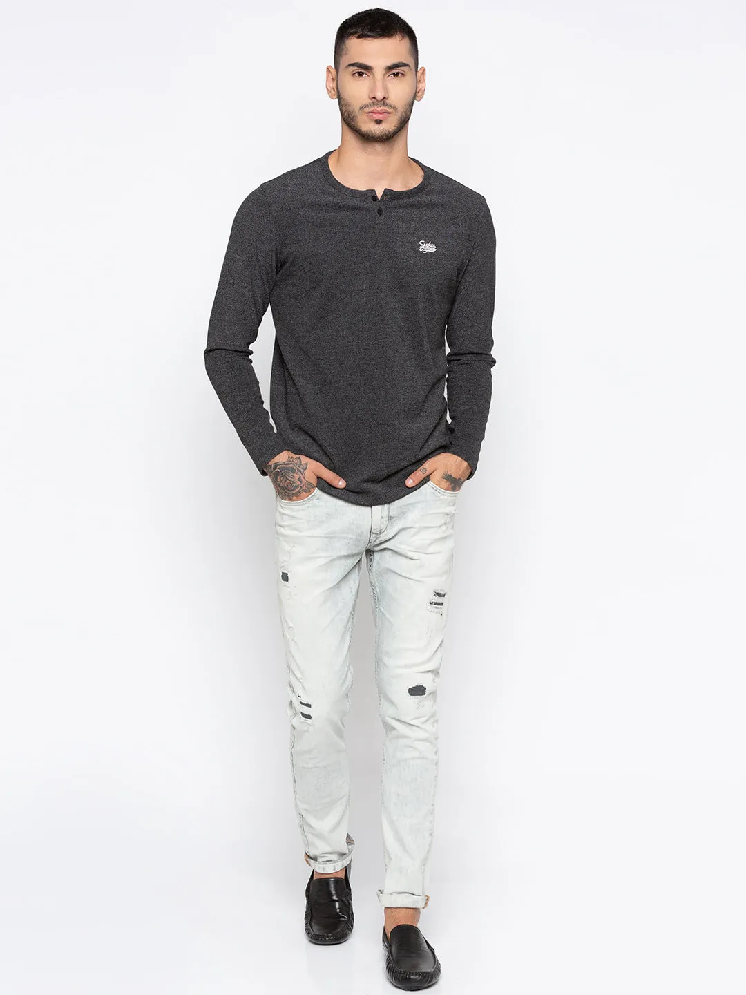 Spykar Men Ash Ripped Skinny Fit Jeans