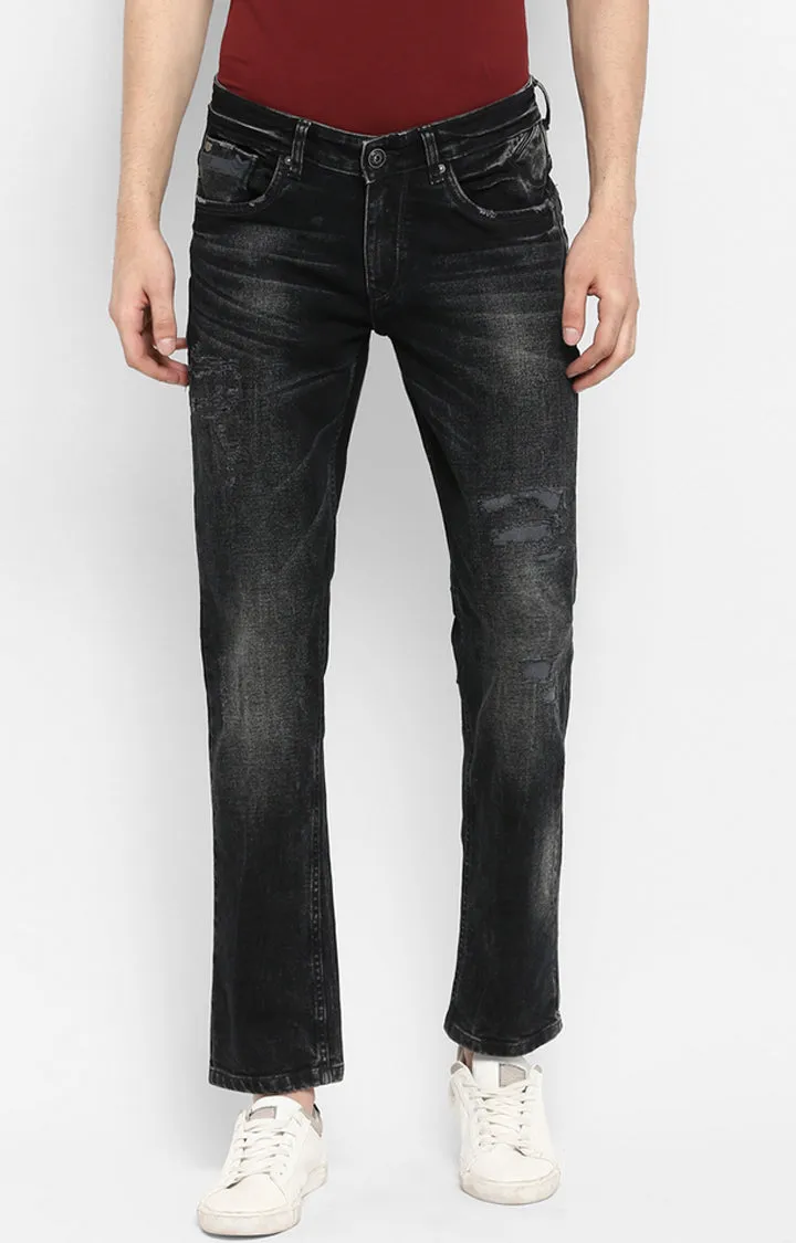 Spykar Men Black Cotton Slim Fit Narrow Length Jeans (Ynr)