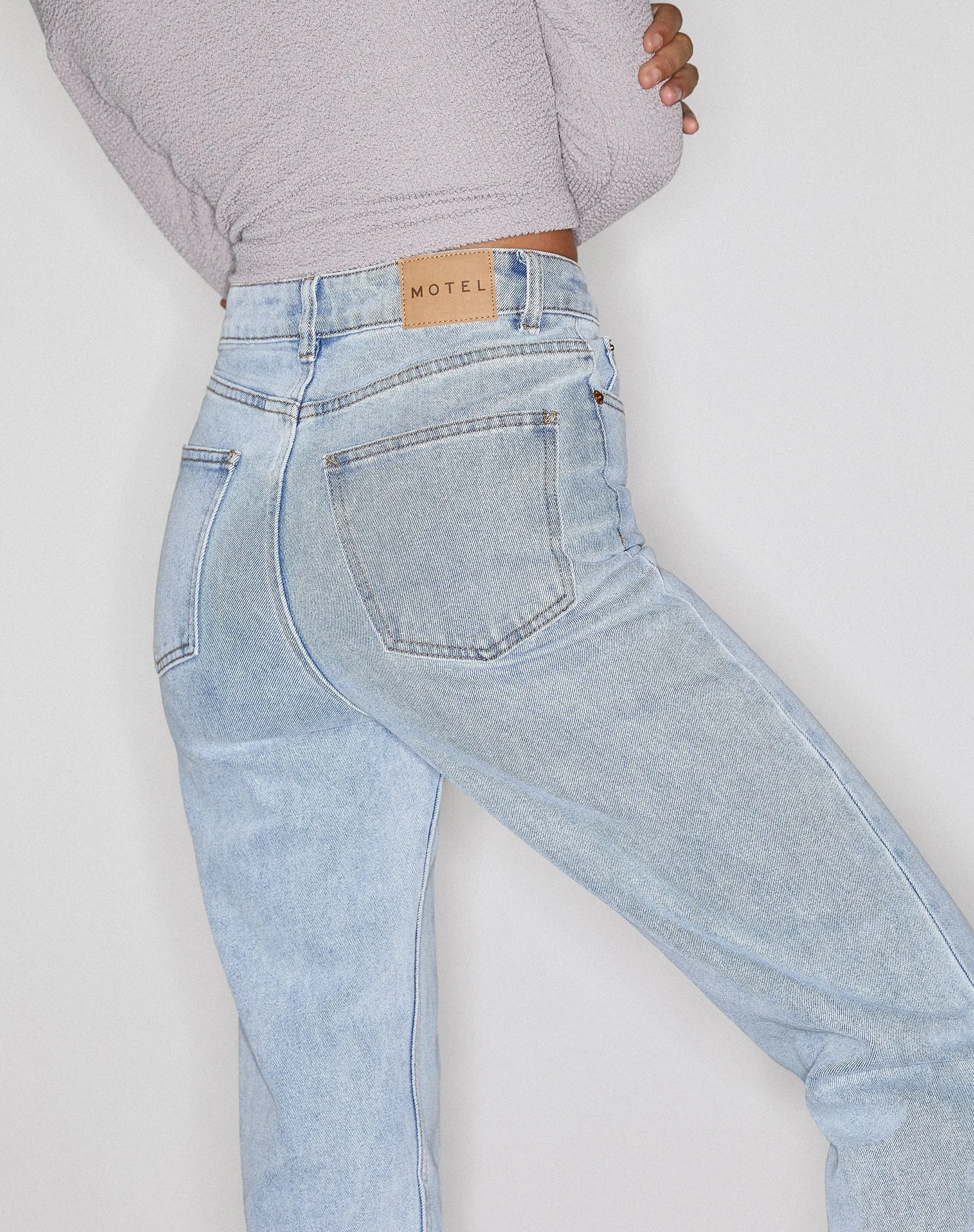 Straight Leg Jeans in Light Wash Blue