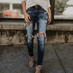 Stretch Ripped Denim Jeans