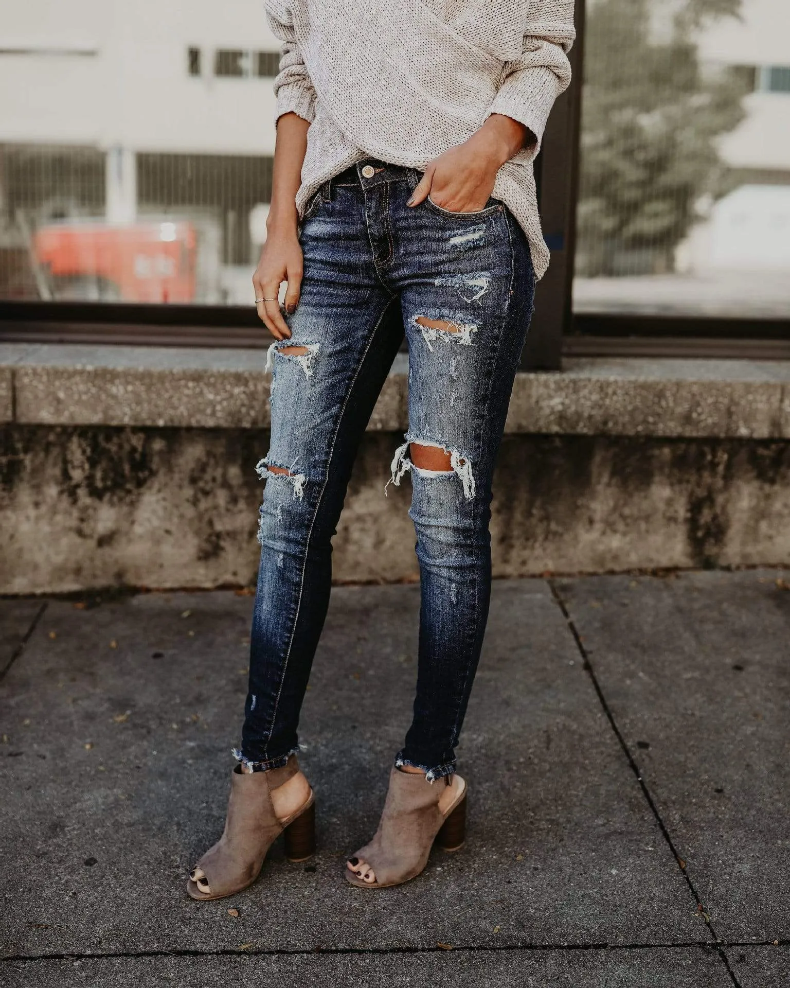 Stretch Ripped Denim Jeans