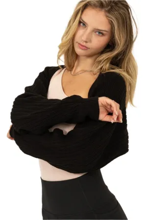 TEEK - Black Ribbed Knit Bolero Cardigan