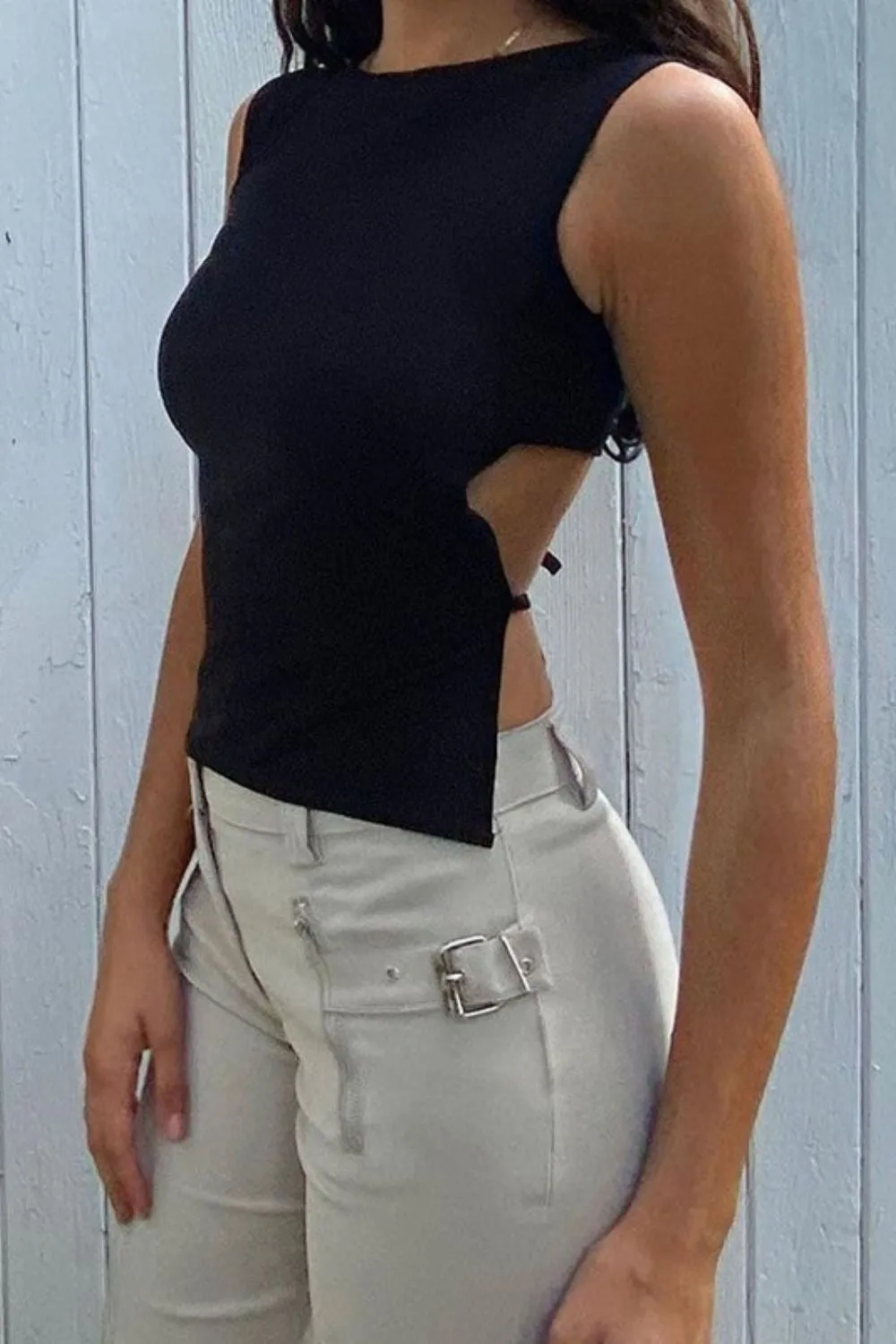 Tie Back Crop Tank Top