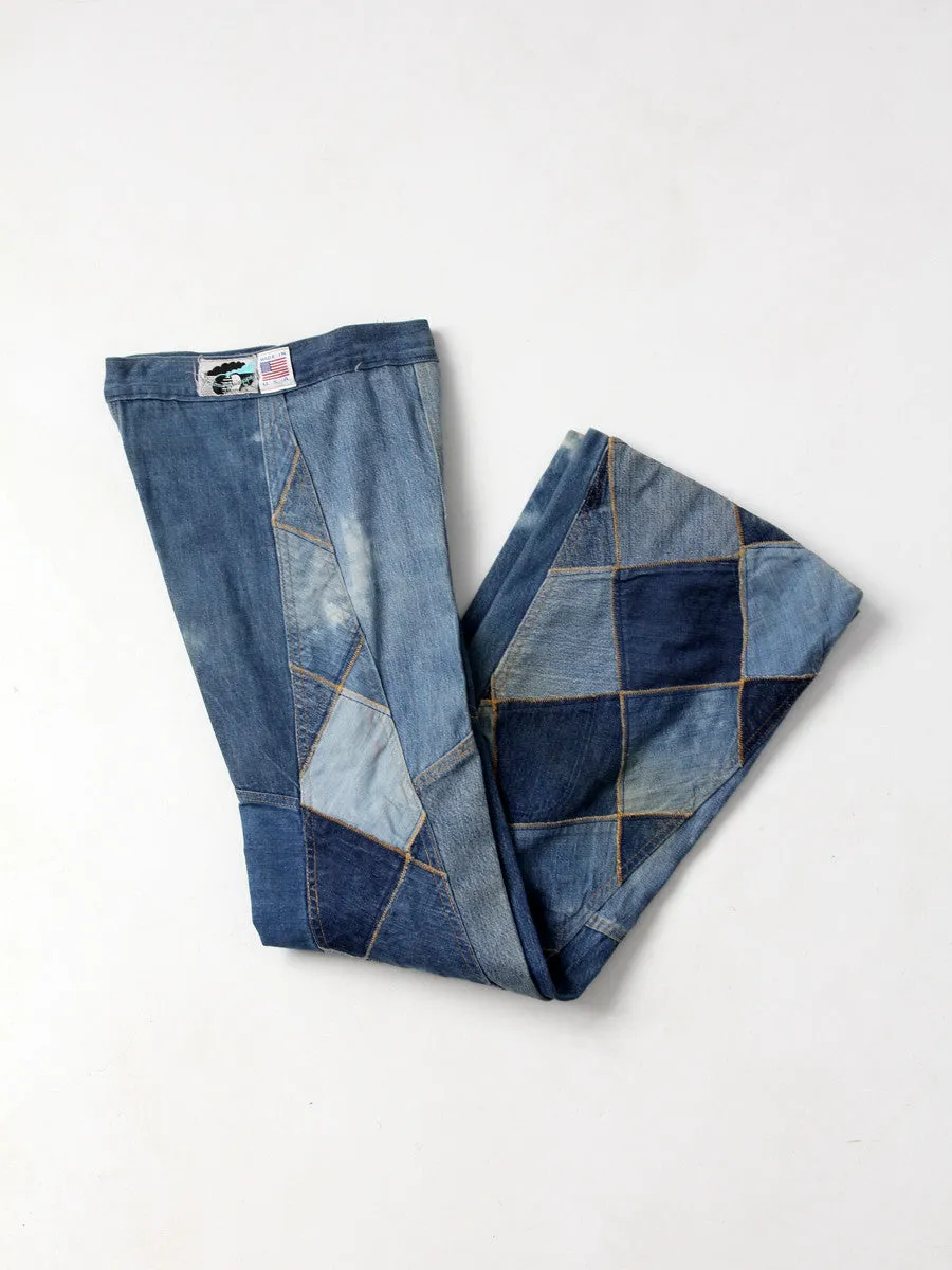 vintage 70s Antonio Guiseppe patchwork denim jeans, 26 x 34