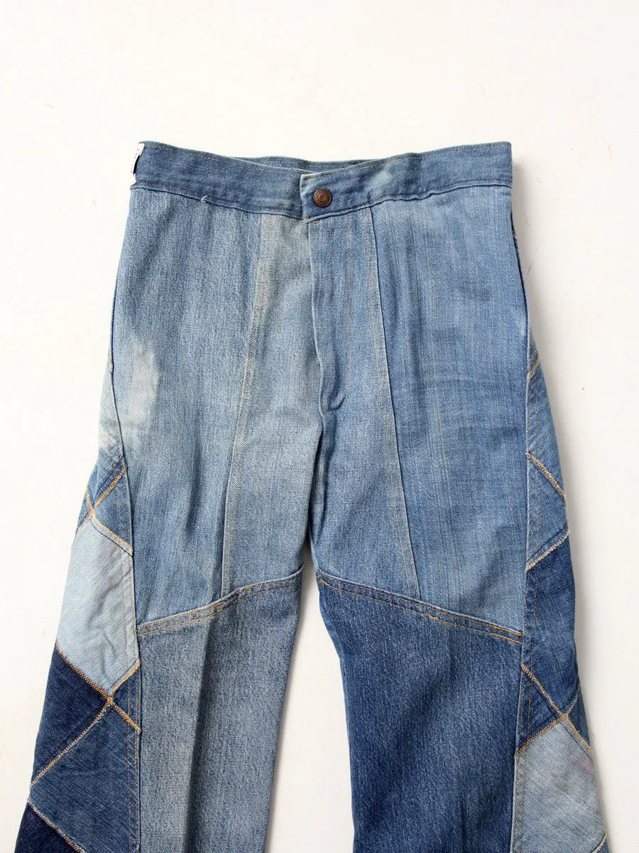 vintage 70s Antonio Guiseppe patchwork denim jeans, 26 x 34