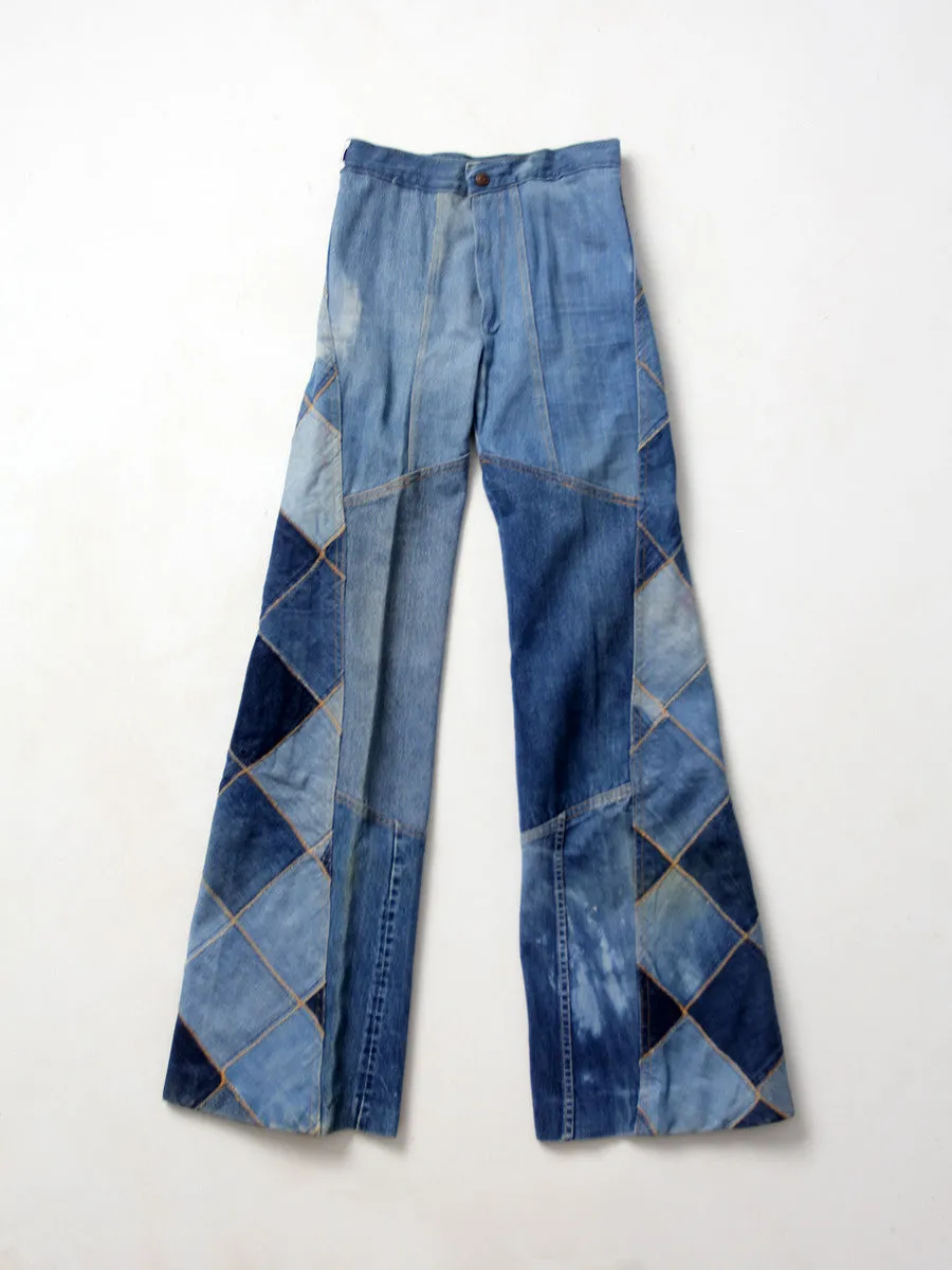 vintage 70s Antonio Guiseppe patchwork denim jeans, 26 x 34