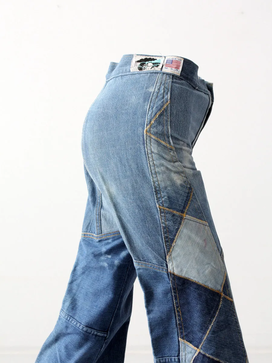 vintage 70s Antonio Guiseppe patchwork denim jeans, 26 x 34