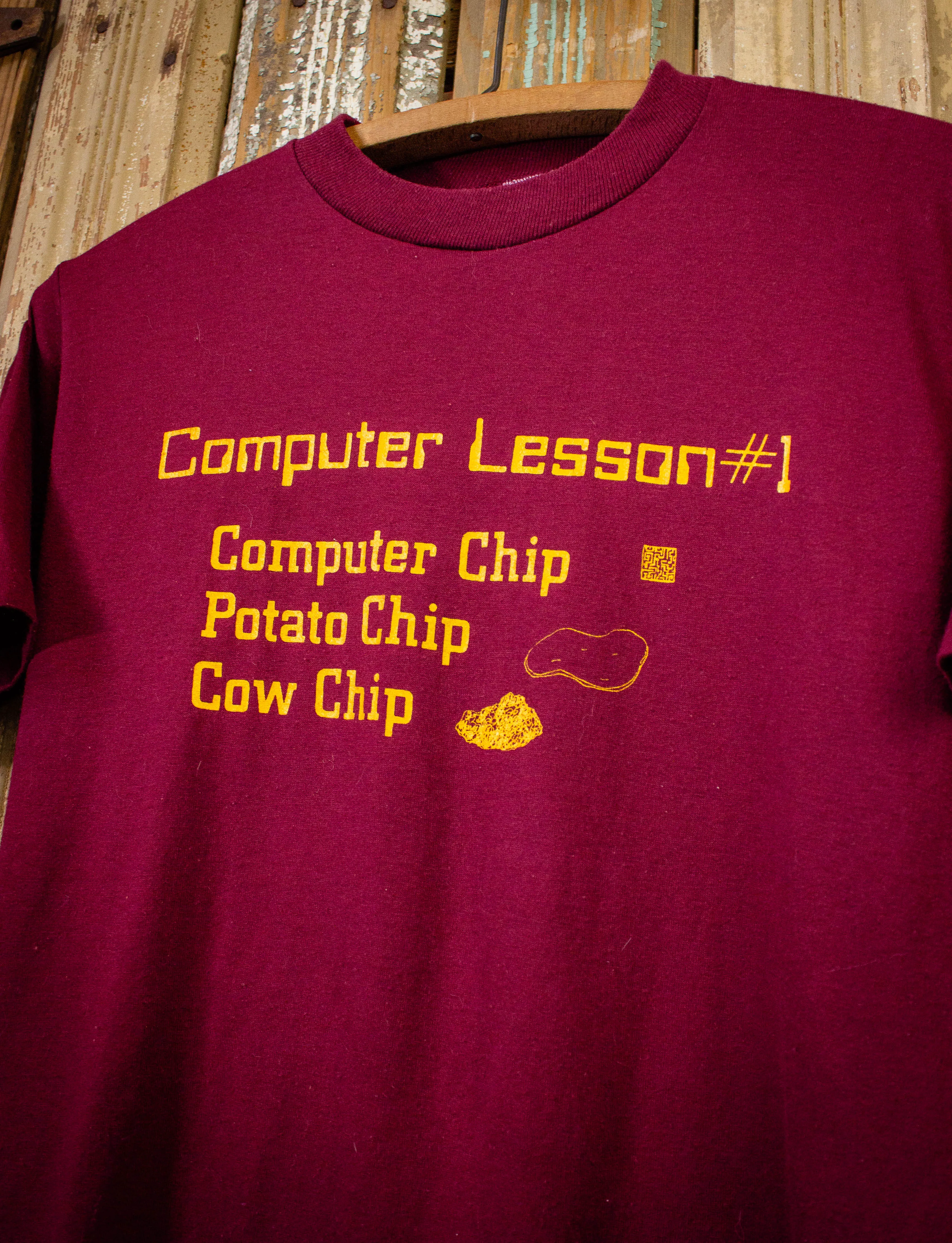 Vintage Computer Lesson #1 Graphic T Shirt 80s Red Small