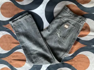 Vintage Dolce & Gabbana dark grey and a little distressed denim jeans, made in Italy, 100% cotton, size 40”