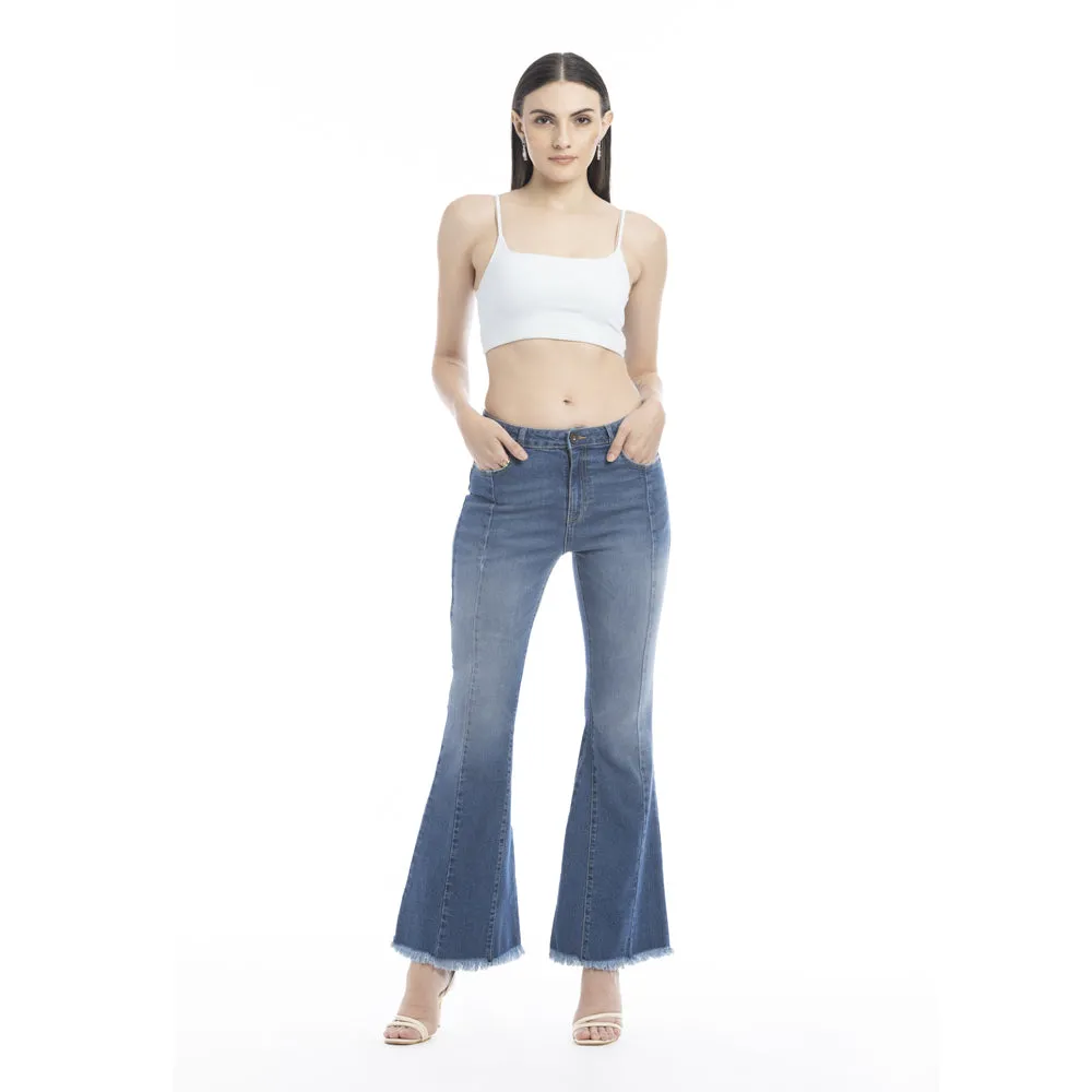 Viviana Length Stitch Accent Flared Leg Jeans