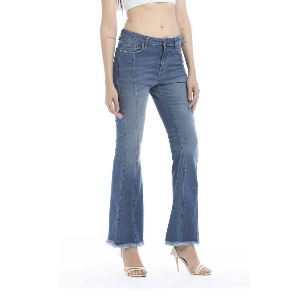 Viviana Length Stitch Accent Flared Leg Jeans