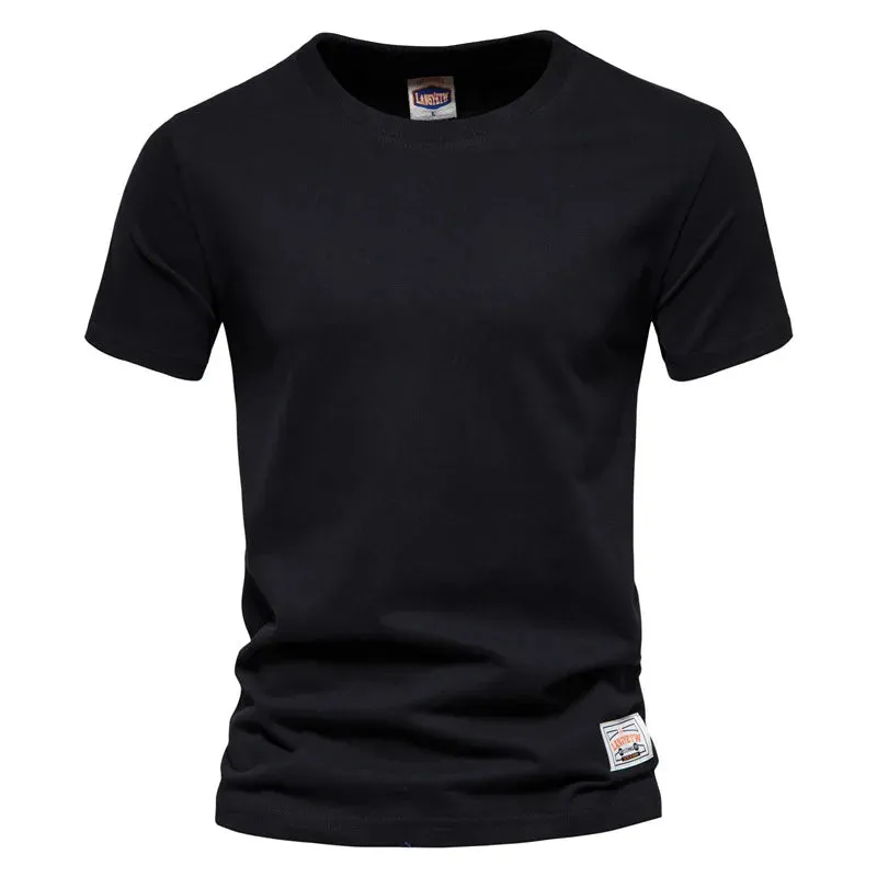 Wiaofellas  -  Mens Summer 100% Cotton T-Shirts Wihte Fashion Casual Short Sleeve O-Neck T Shirt for Men Quality Tops Tees Basic Clothing Black