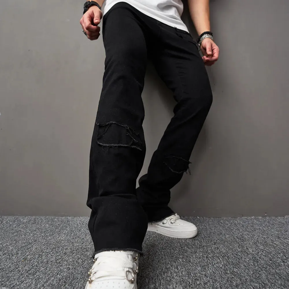 WIAOFELLAS Streetwear Stylish Ripped Men Black Skinny Pencil Jeans Male Stretch Slim Holes Casual Denim Trousers Men's Clothes