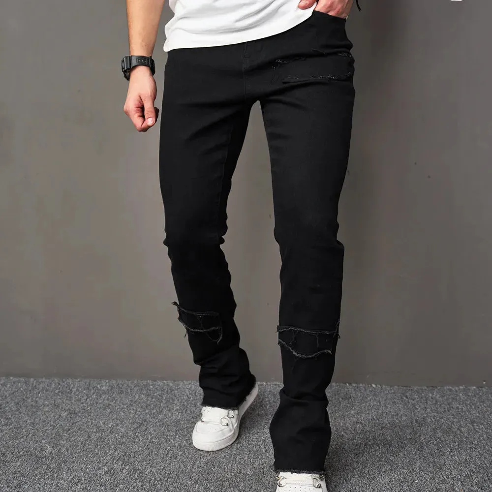 WIAOFELLAS Streetwear Stylish Ripped Men Black Skinny Pencil Jeans Male Stretch Slim Holes Casual Denim Trousers Men's Clothes