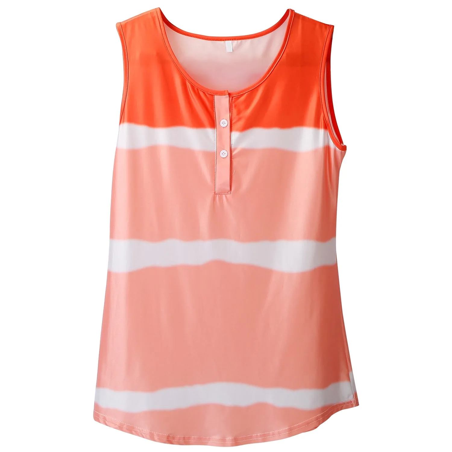 Women Tie-dye Sleeveless Tank Tops Summer Loose T Shirts Tops Button Down Shirts Vest Blouse Plus Size