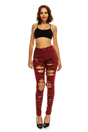 Women's High Rise Destroyed Skinny Jeans