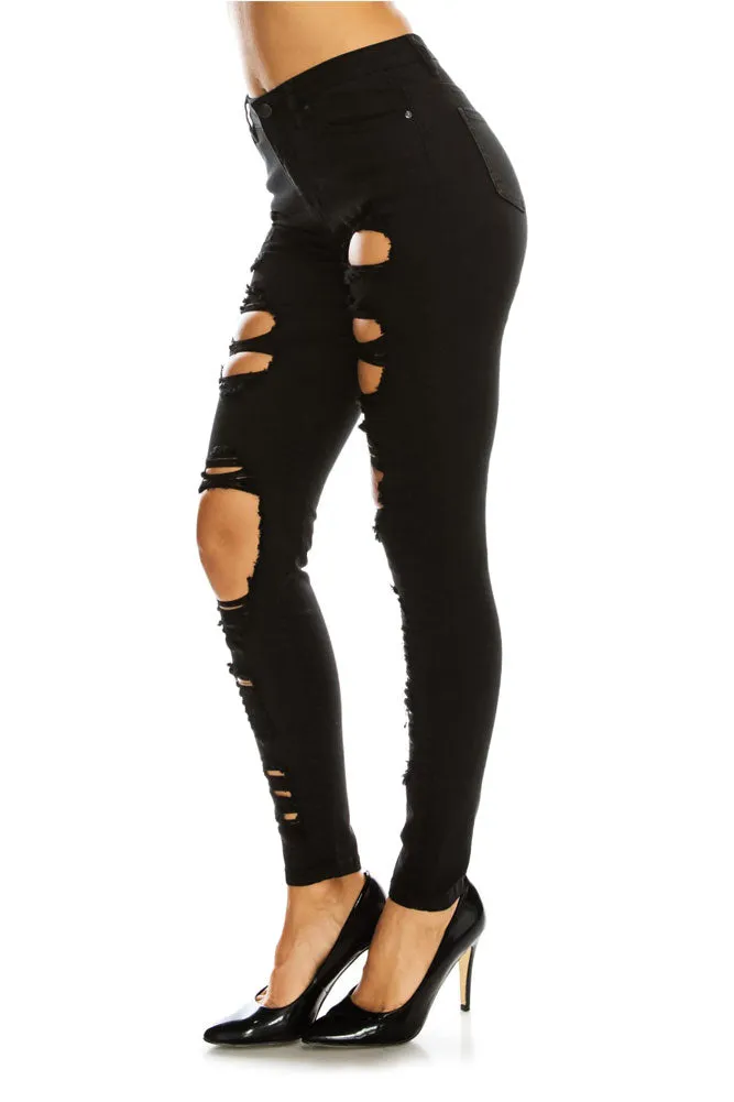 Women's High Rise Destroyed Skinny Jeans