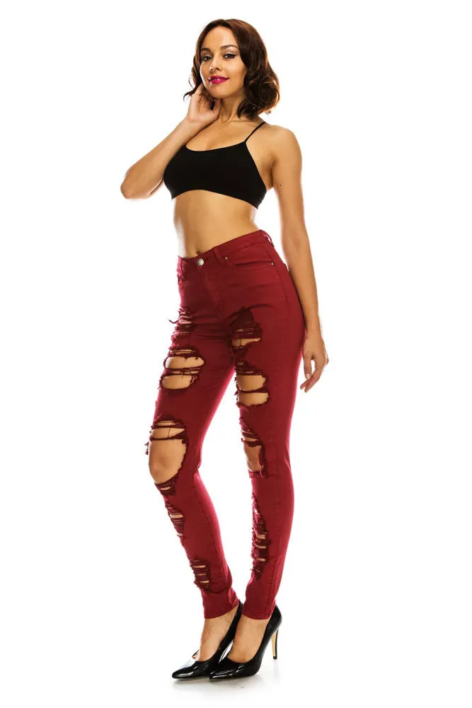 Women's High Rise Destroyed Skinny Jeans