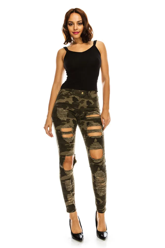 Women's High Rise Destroyed Skinny Jeans