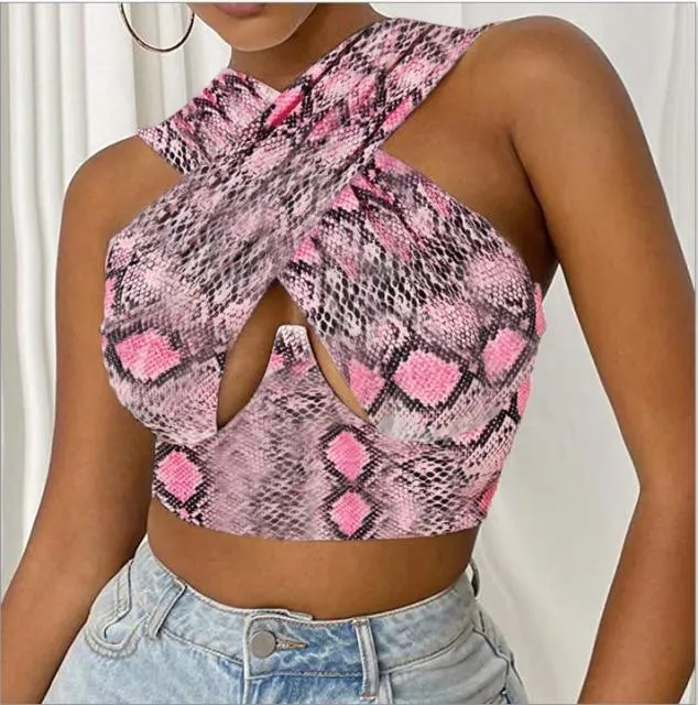 Women's Sexy Criss Cross Tank Tops/Front Cut Crop Tops