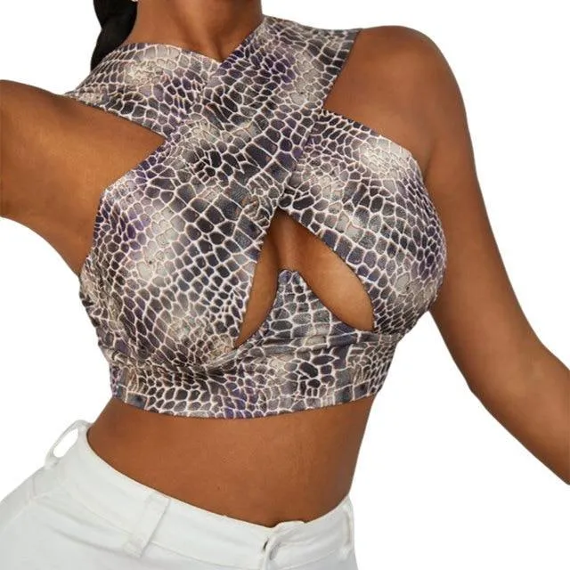 Women's Sexy Criss Cross Tank Tops/Front Cut Crop Tops